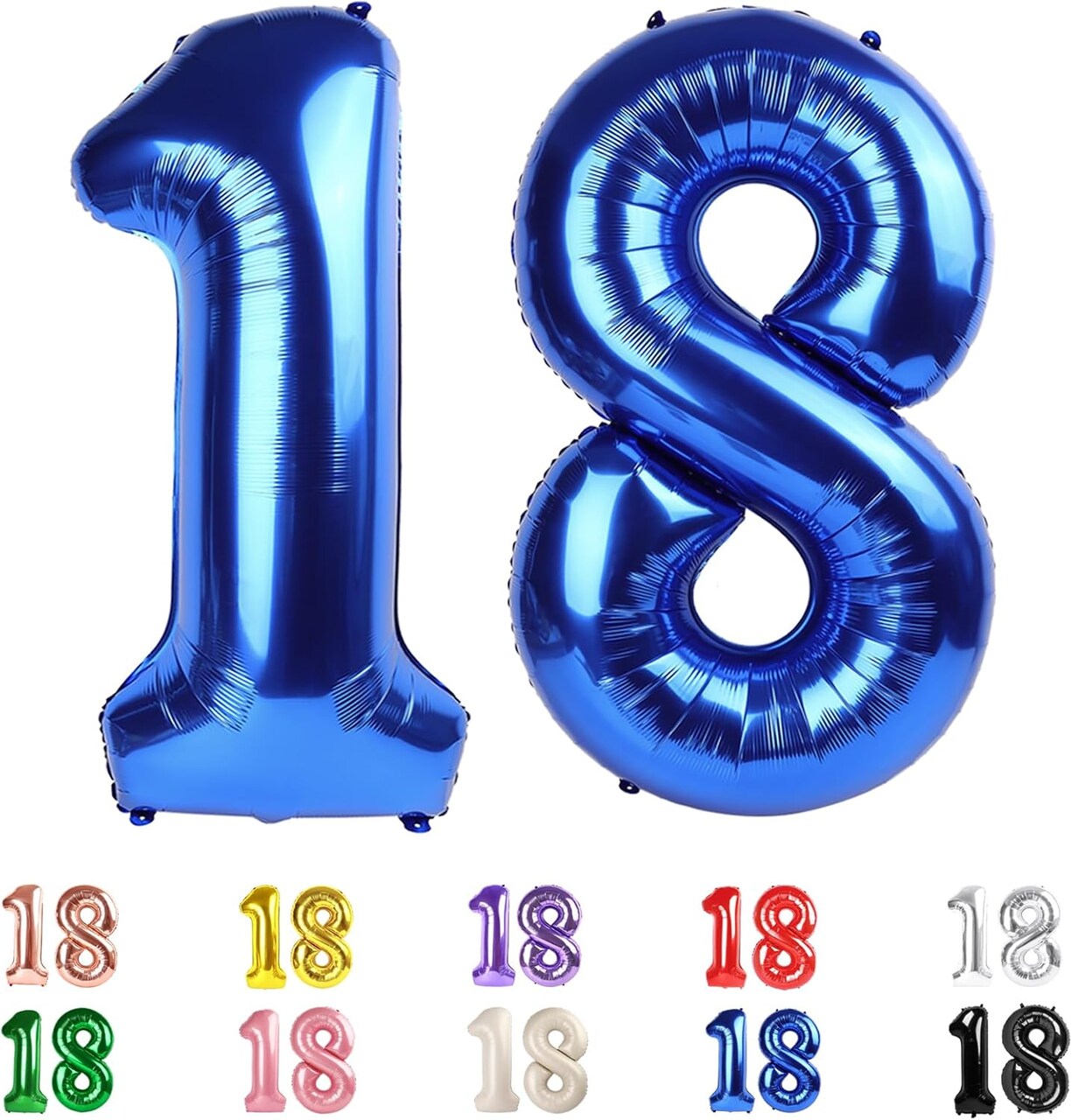 40 Inch Dark Blue “18” Number Balloons – Jumbo Foil Birthday Decorations for 18th Birthday, Engagement, Graduation, and Celebration Parties (Dark Blue)